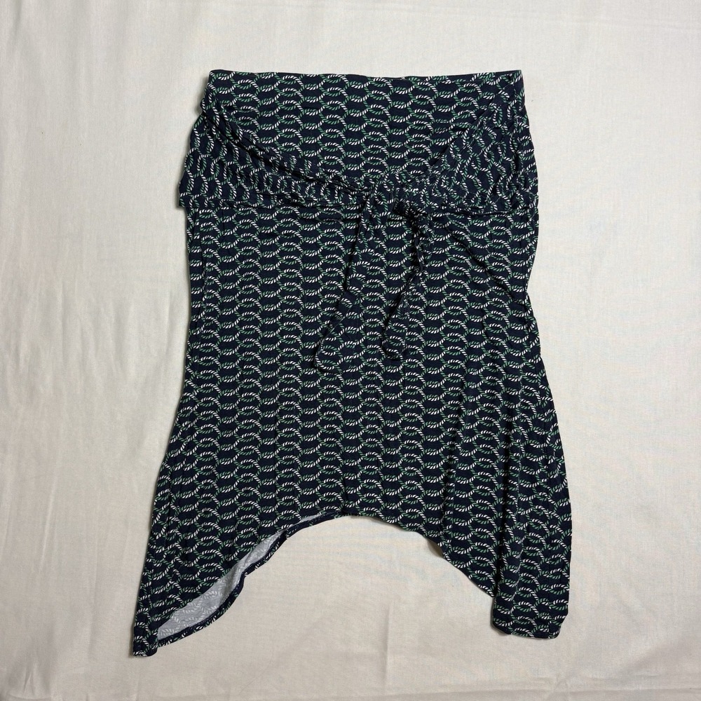Marisa Wrap Skirt Size G Navy/Green/White Geometric Tie Asymmetric Stretch